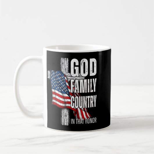 God Family Country American Flag Christian Patriot Koffiemok (Links)