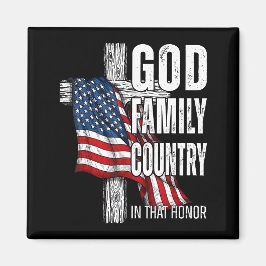 God Family Country American Flag Christian Patriot Magneet (Voorkant)