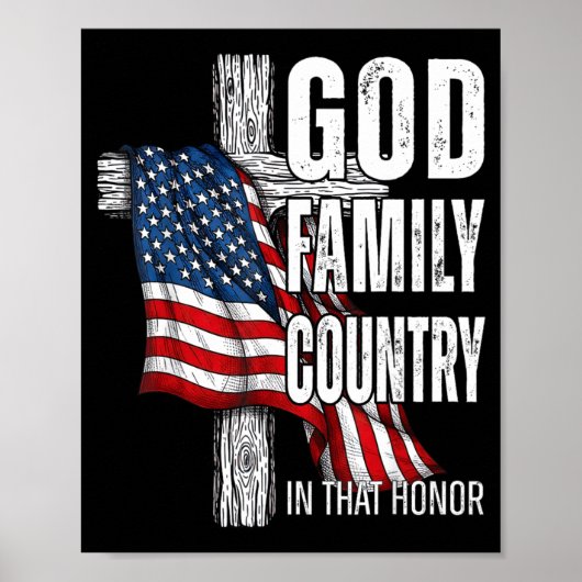 God Family Country American Flag Christian Patriot Poster (Voorkant)