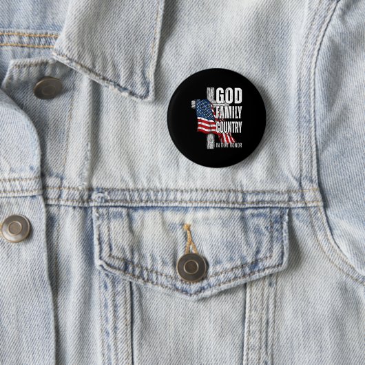 God Family Country American Flag Christian Patriot Ronde Button 5,7 Cm (In situ)