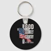 God Family Country American Flag Christian Patriot Sleutelhanger (Voorkant)
