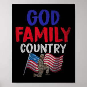 God Family Country Amerikaanse soldaat Amerikaanse Poster