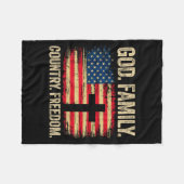 God Family Country Dom Usa Flag Cross  Fleece Deken (Voorkant (Horizontaal))