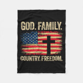 God Family Country Dom Usa Flag Cross  Fleece Deken (Voorkant)