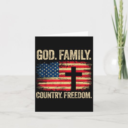 God Family Country Dom Usa Flag Cross  Kaart (Voorkant)