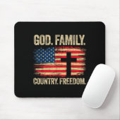 God Family Country Dom Usa Flag Cross  Muismat (Met muis)