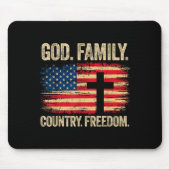 God Family Country Dom Usa Flag Cross  Muismat (Voorkant)