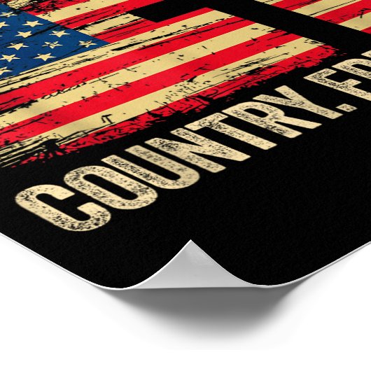 God Family Country Dom Usa Flag Cross  Poster (Hoek)