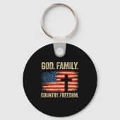 God Family Country Dom Usa Flag Cross  Sleutelhanger (Voorkant)