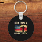 God Family Country Dom Usa Flag Cross  Sleutelhanger (Voorkant)