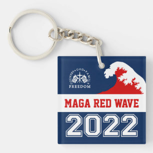 God Family Country Freedom 2022 MAGA Red Wave Sleutelhanger