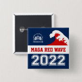 God Family Country Freedom 2022 MAGA Red Wave Vierkante Button 5,1 Cm (Voorkant /achterkant)