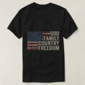 God Family Country Freedom op 4 juli VS vlag Chri T-shirt (Design voorkant)