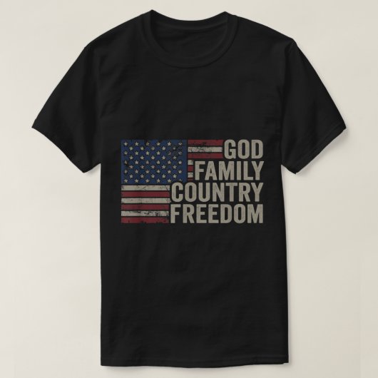 God Family Country Freedom op 4 juli VS vlag Chri T-shirt (Design voorkant)