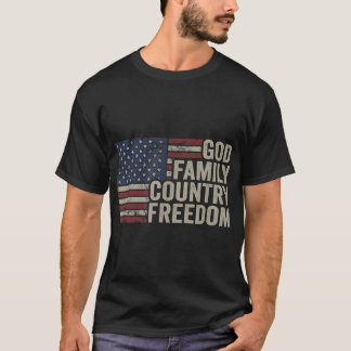God Family Country Freedom op 4 juli VS vlag Chri T-shirt