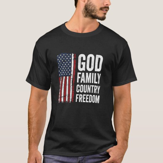 God Family Country Freedom Patriottisch VS Vlag Ch T-shirt (Voorkant)