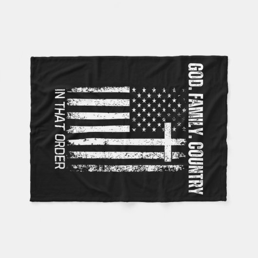 God Family Country In That Order Patriotic Christi Fleece Deken (Voorkant (Horizontaal))