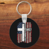God Family Country Patriotic Christian Vintage Usa Sleutelhanger (Voorkant)