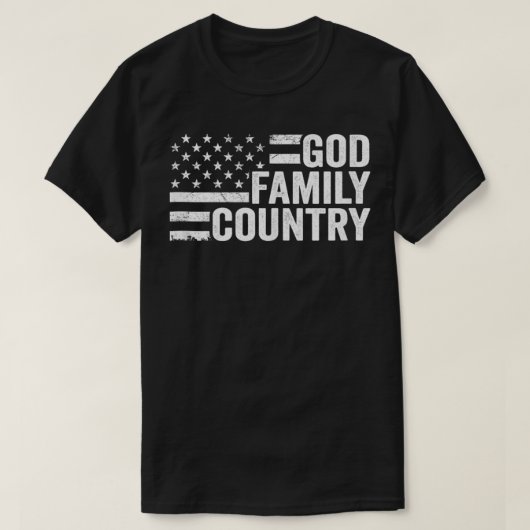 God Family Country - Patriottisch Christelijk - Am T-shirt (Design voorkant)