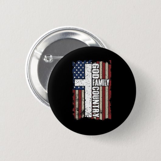 God Family Country  Ronde Button 5,7 Cm (Voorkant /achterkant)