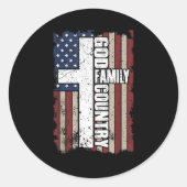 God Family Country Ronde Sticker (Voorkant)