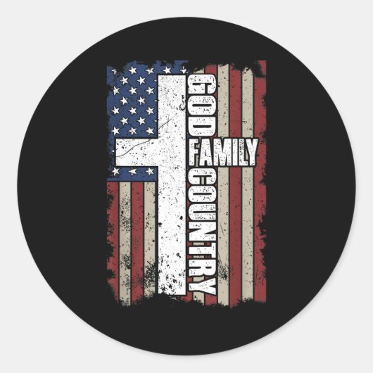 God Family Country  Ronde Sticker (Voorkant)