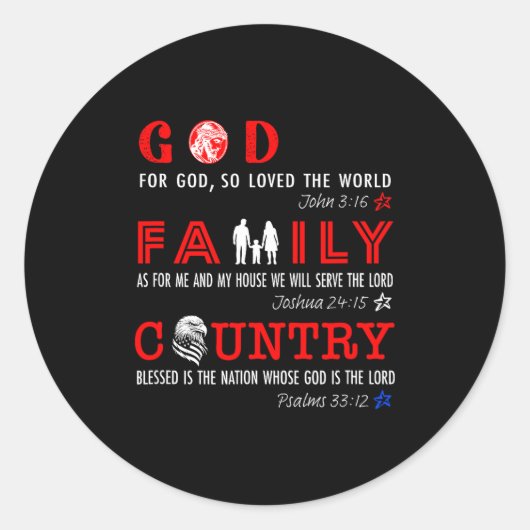 God Family Country  Ronde Sticker (Voorkant)