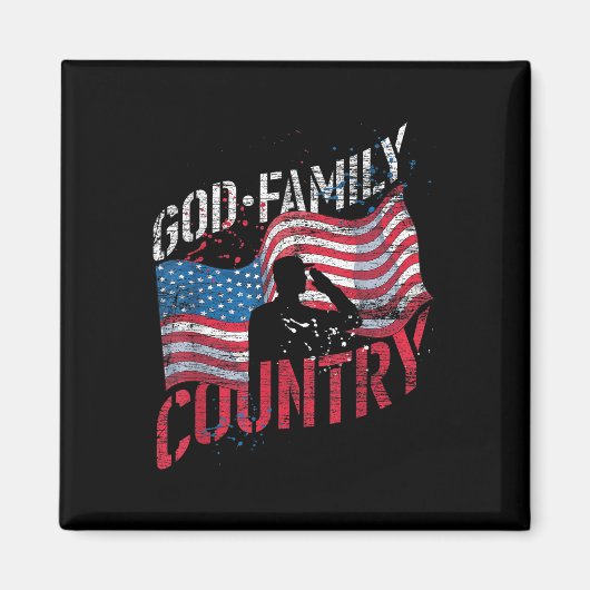 God Family Country Soldier Amerikaanse vlag Amerik Magneet (Voorkant)