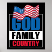 God Family Country Soldier Patriot US Flag Memoria Poster (Voorkant)