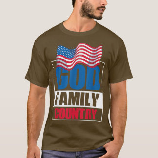 God Family Country Soldier Patriot US Flag Memoria T-shirt