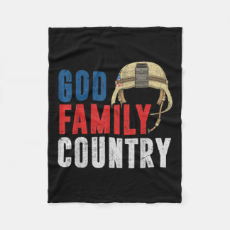 God Family Country Soldier USA Trotse Amerikaanse  Fleece Deken