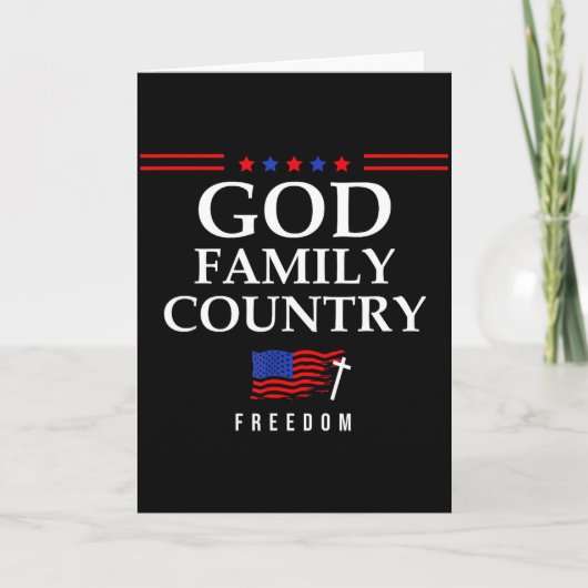 God Family Country Us Flag Christian Saying Dom Je Kaart (Voorkant)