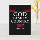 God Family Country Us Flag Christian Saying Dom Je Kaart (Gele Bloem)