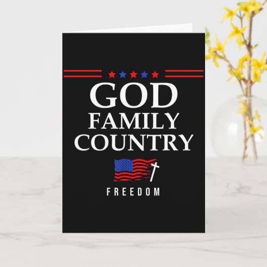 God Family Country Us Flag Christian Saying Dom Je Kaart (Gele Bloem)