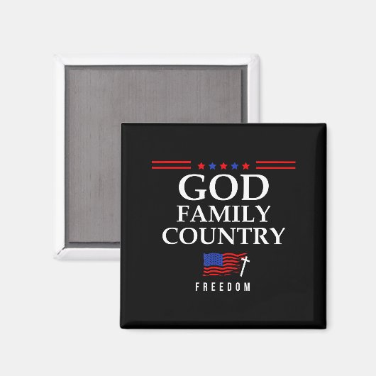 God Family Country Us Flag Christian Saying Dom Je Magneet (Voorkant / Achterkant)