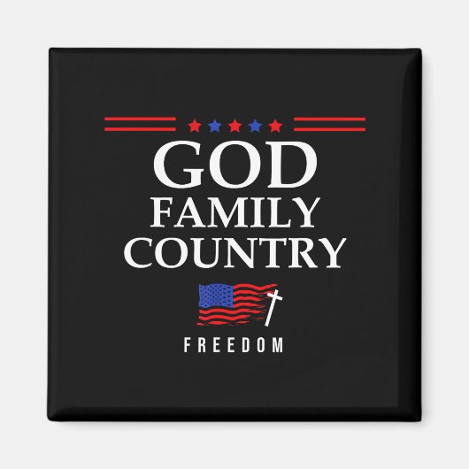 God Family Country Us Flag Christian Saying Dom Je Magneet (Voorkant)