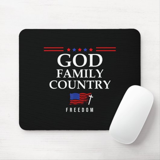 God Family Country Us Flag Christian Saying Dom Je Muismat (Met muis)