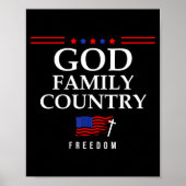 God Family Country Us Flag Christian Saying Dom Je Poster (Voorkant)