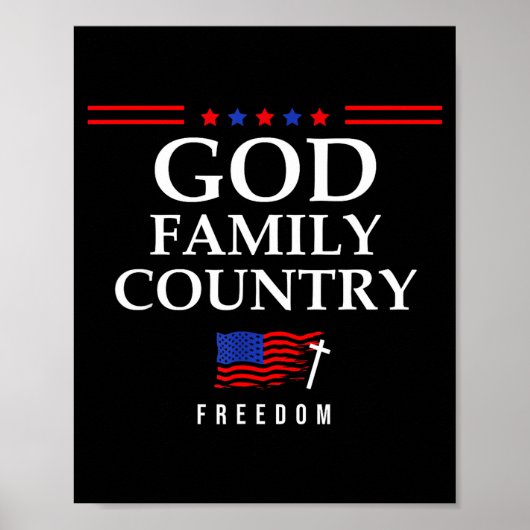 God Family Country Us Flag Christian Saying Dom Je Poster (Voorkant)