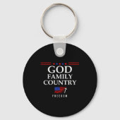 God Family Country Us Flag Christian Saying Dom Je Sleutelhanger (Voorkant)