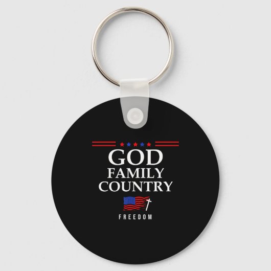 God Family Country Us Flag Christian Saying Dom Je Sleutelhanger (Voorkant)