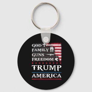 God Family Pistolen & Freedom Trump America Su Sleutelhanger