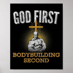 God First Bodybuilding Tweede Christelijke Gym Wor Poster