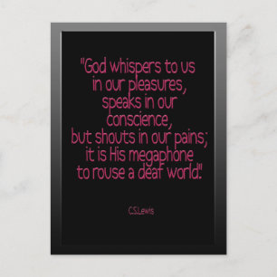 "God fluistert ons toe..." cs lewis Briefkaart