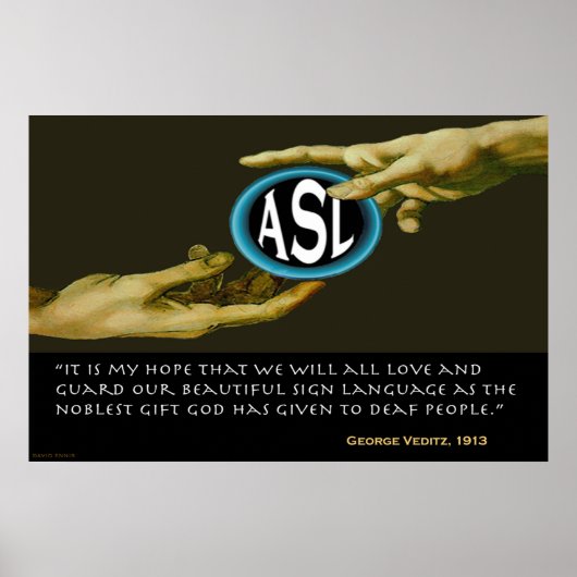 God gaf ASL aan doven (36 x 24 inch) Poster (Voorkant)