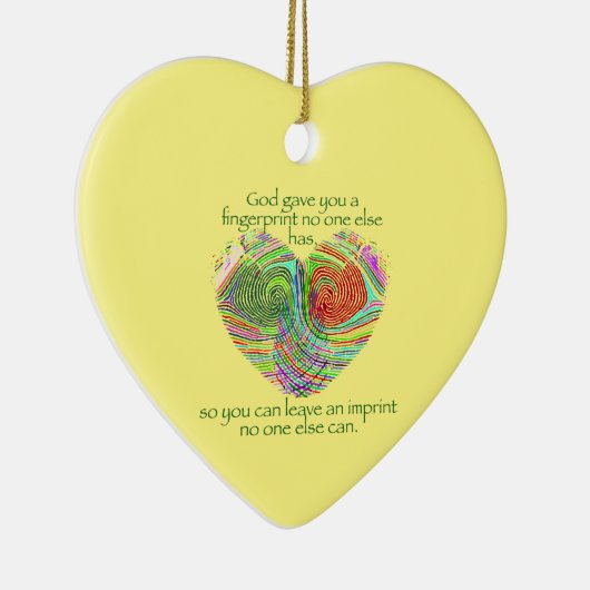 God gaf je een vingerafdruk keramisch ornament (Rechts)