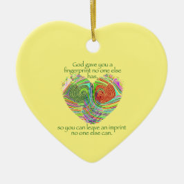 God gaf je een vingerafdruk keramisch ornament