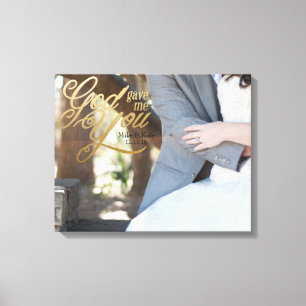 God gaf me je in nep gouden folie canvas afdruk