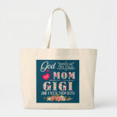 God gaf me twee titels: mama en Gigi Leopard Grote Tote Bag (Voorkant)