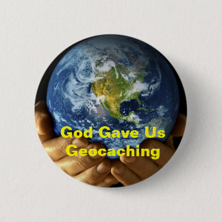 God gaf ons Geocaching GeoSwag Pin Ronde Button 5,7 Cm